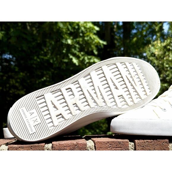 Armani Exchange Men\'s High Top Icon Logo Canvas Sneakers White Size 11 Excellent main image 6